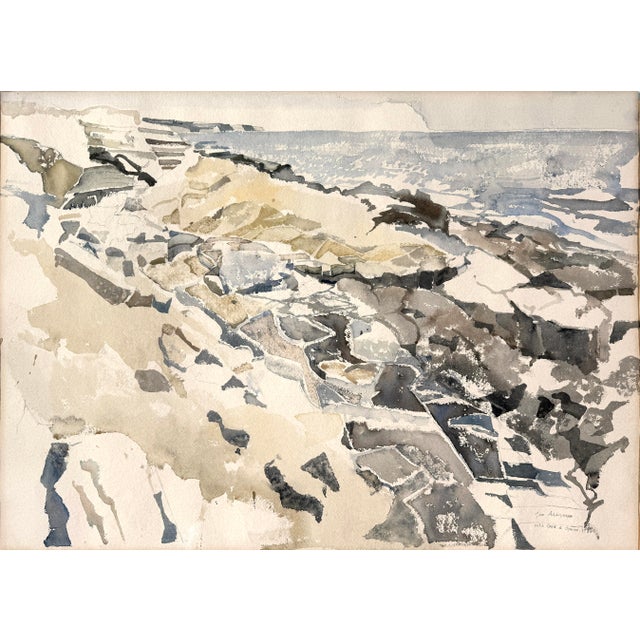 "Welsh Coast at Ogmore" by the Sea Original Watercolor Grey tones dominate this rocky coastal painting by John Addyman...