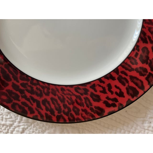 Leopard Border Porcelain Plates-Set 6-Neiman Marcus-2 Sets Available For Sale In New York - Image 6 of 10
