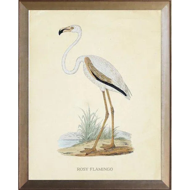 Rosy Flamingo in Distressed Metallic Frame 17x21