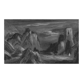 1930s Eliot Clark Black & White Pastel Mountain Landscape For Sale