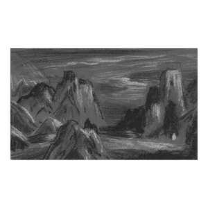 1930s Eliot Clark Black & White Pastel Mountain Landscape