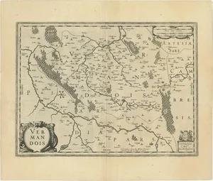Antique Map of the Vermandois Region by Janssonius, 1650