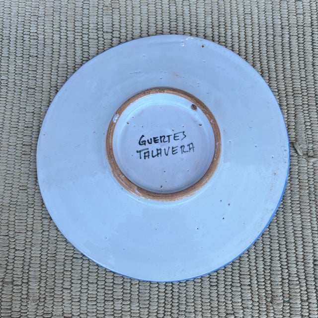 A Vintage Guertes Talavera Polychrome Decorated Plate, Spain, Circa 1970's For Sale - Image 6 of 12