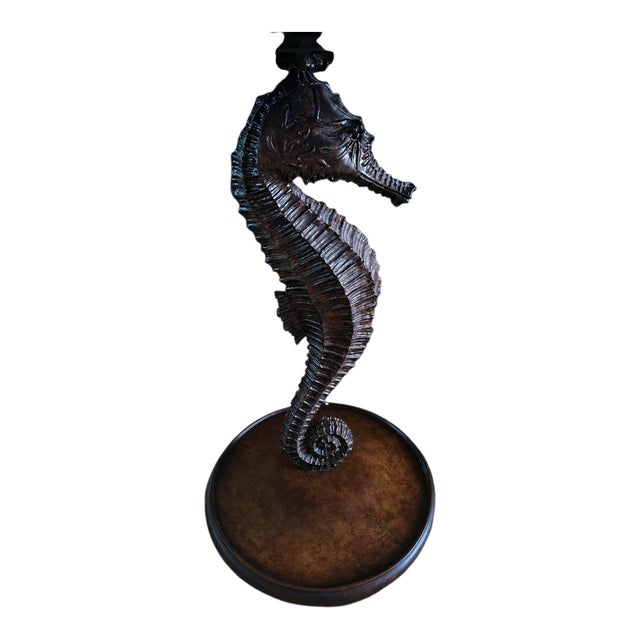Beautiful Pair of Boracay wood carved Seahorse tables with Capiz shell tops. Perfect antique Coastal statement pieces....