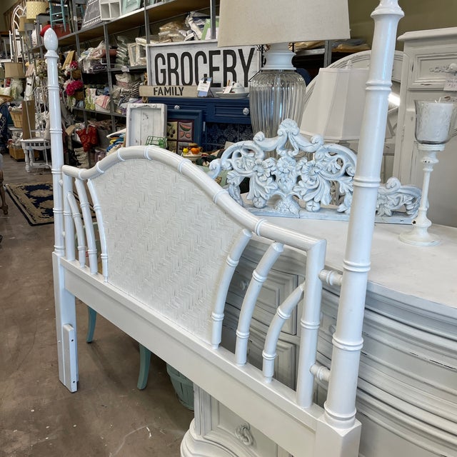 Vintage Rattan Short Post F/Q Headboard For Sale - Image 12 of 12