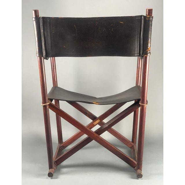 Vintage 1960's Mogens Koch Mk-16 Rosewood and Leather Sling Seat Folding Safari Campaign Chair for Interna For Sale In New York - Image 6 of 13