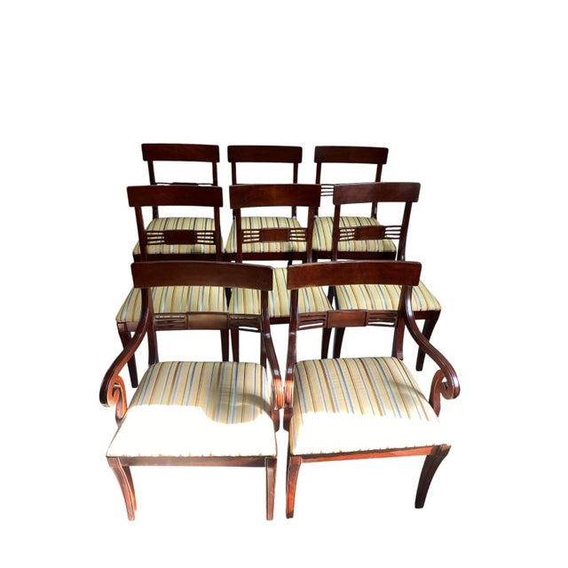 Early 20th Century Set of 8 English Regency Mahogany Dining Chairs, 2 Arm & 6 Side Chairs For Sale - Image 4 of 16