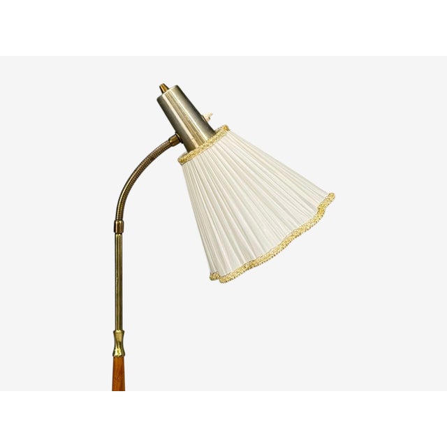 Wood 1960s Armaturhantverk Tibro, Floor Lamp, Teak, Brass, Silk For Sale - Image 7 of 14