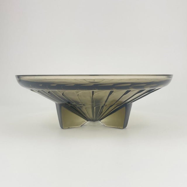 Art Deco Dessert Service in Smoked Glass, 1930s, Set of 5 For Sale - Image 4 of 7