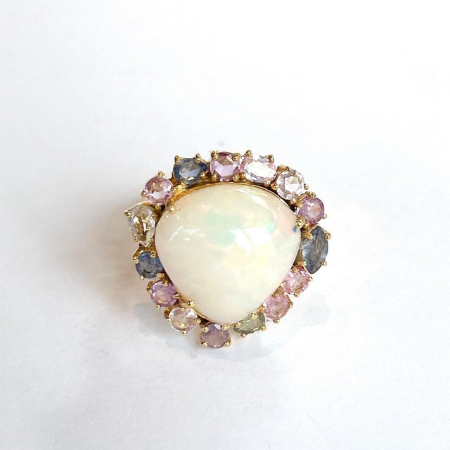 Bochic "Orient" Opal & Fancy Multi Color Pastel Sapphires In 18K Gold & Silver For Sale - Image 4 of 18