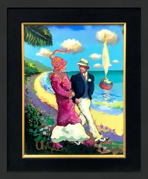Otto De Souza Aguiar Morning Walk Original Painting, Framed