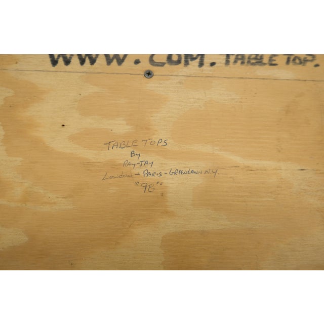 Large 46x92 Rectangle Tile Mosaic Top Funky Dining Table c1970s Artist Signed For Sale - Image 10 of 17