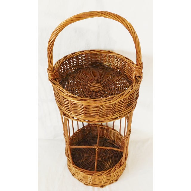 Vintage Wicker Wine Bottle Holder With Handle Chairish