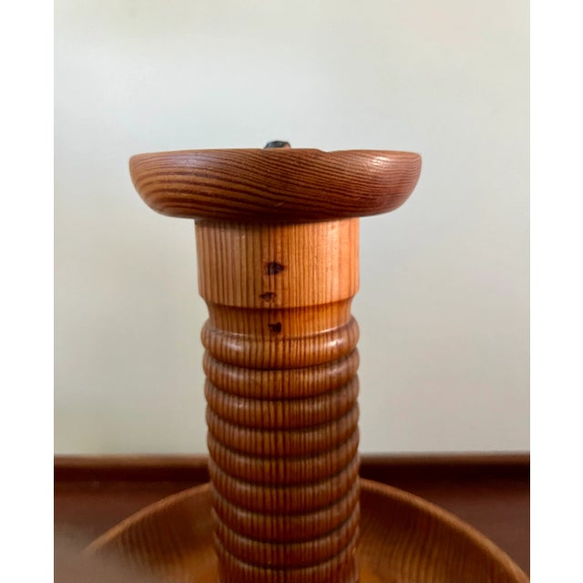 Large Pinewood Mid-Century Swedish Candle Holder For Sale - Image 10 of 12