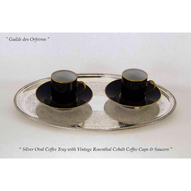 Barker Brothers & Cie 1970s New Silver Oval Coffee Tray Embossed With Gadroon Border by Barker Ellis for I. Freeman & Sons For Sale - Image 4 of 9