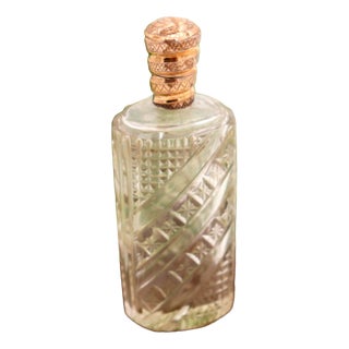 Perfume Bottle in Glass and 15K Gold For Sale