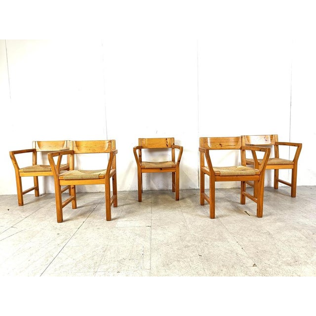 Vintage Scandinavian Pinewood Dining Chairs from GM Mobler, 1960s, Set of 5 For Sale - Image 4 of 13