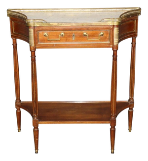 Louis XVI French Marble Top Brass Mounted Two Tier Console Table