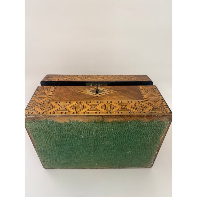 Antique Marquetry Inlaid Wooden Jewelry Box For Sale - Image 15 of 16
