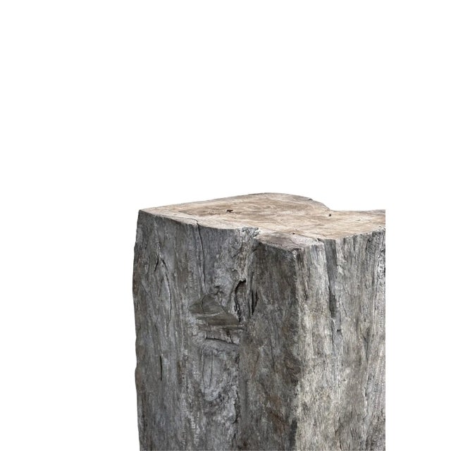 Solid Teak Wood Pedestal, Wonderful Age Related Patina, Modern Organic For Sale - Image 4 of 11