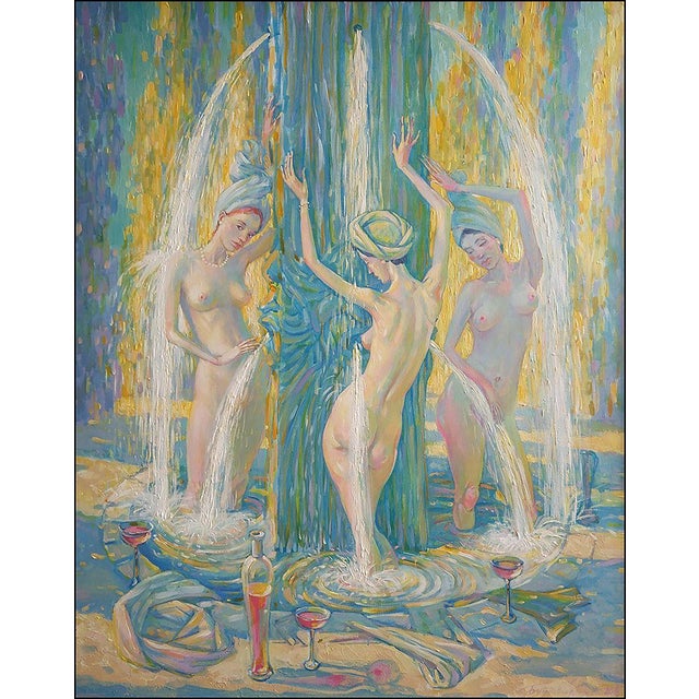 *** ABOUT THIS PAINTING *** * TITLE: ""In the fountain"" * ARTISTS: Nicolay Vydcovsky * SIZE: 90x70 cm/'35.43x27.55...