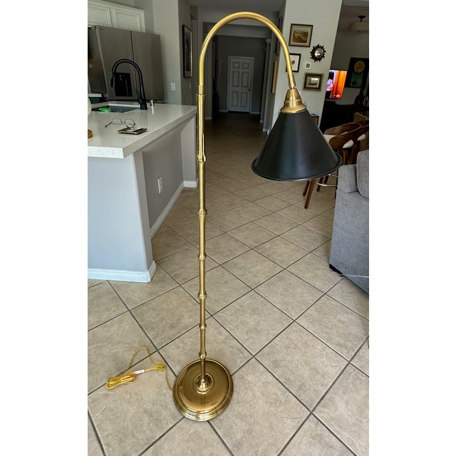 Ornamental & Decorative Materials Late 20th Century Frederick CooperSolid Brass Faux Bamboo Floor Lamp For Sale - Image 7 of 17