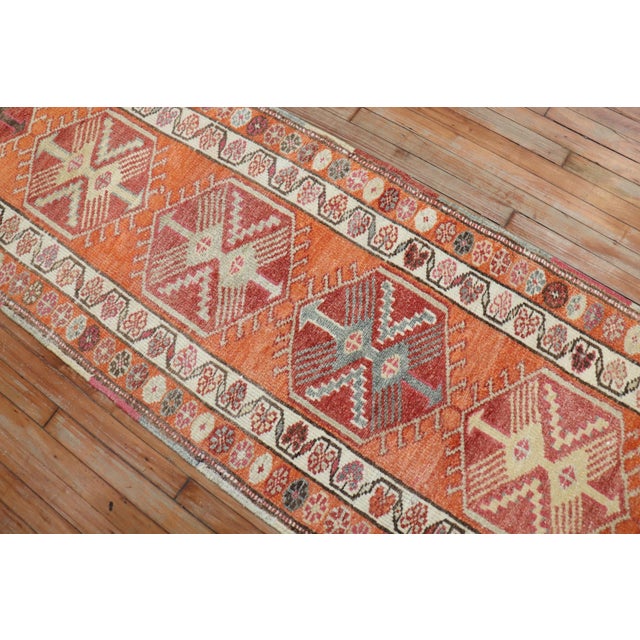 Mid 20th Century Vintage Orange Turkish Long Runner - 2'9" x 18'11" For Sale - Image 5 of 8