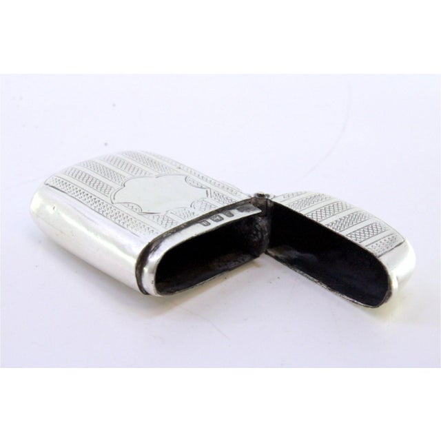 Metal Guilloche Silver Matchbox with Bands For Sale - Image 7 of 8