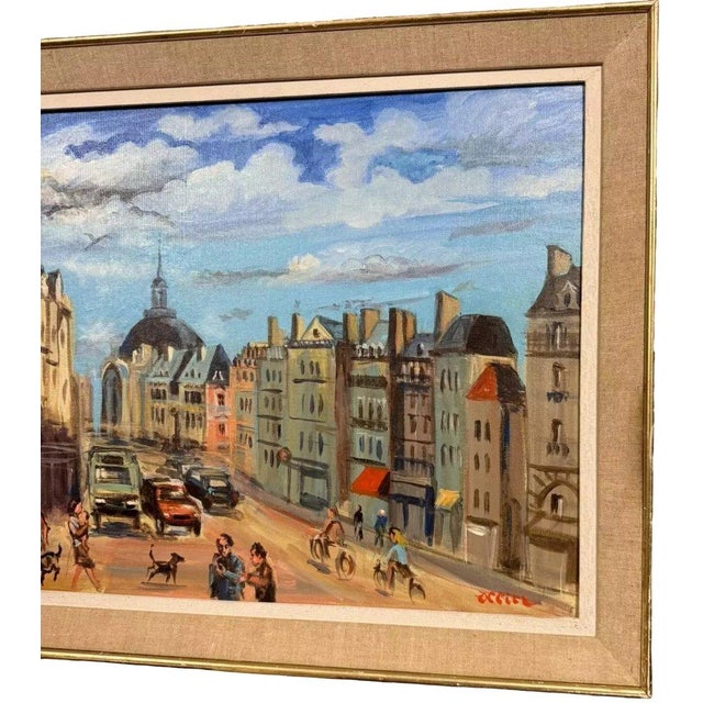 Ollier, Lively View of Paris, 1980s, Oil on Canvas For Sale - Image 4 of 9