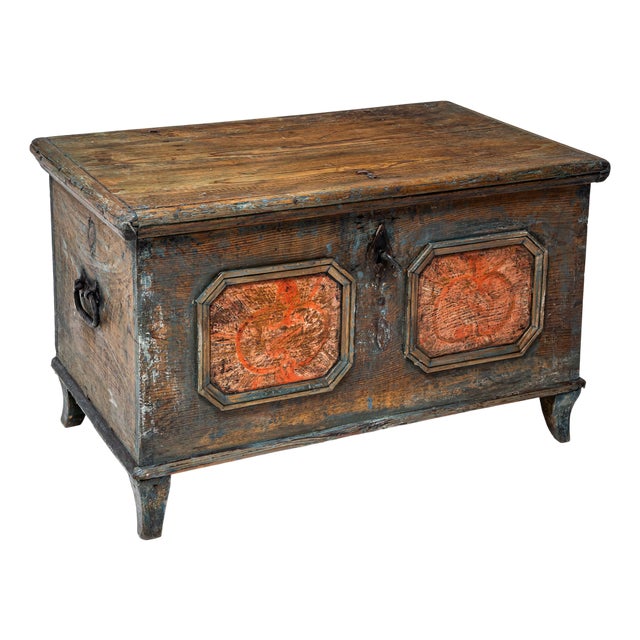 Southern German Painted Folk Chest, 1700s For Sale