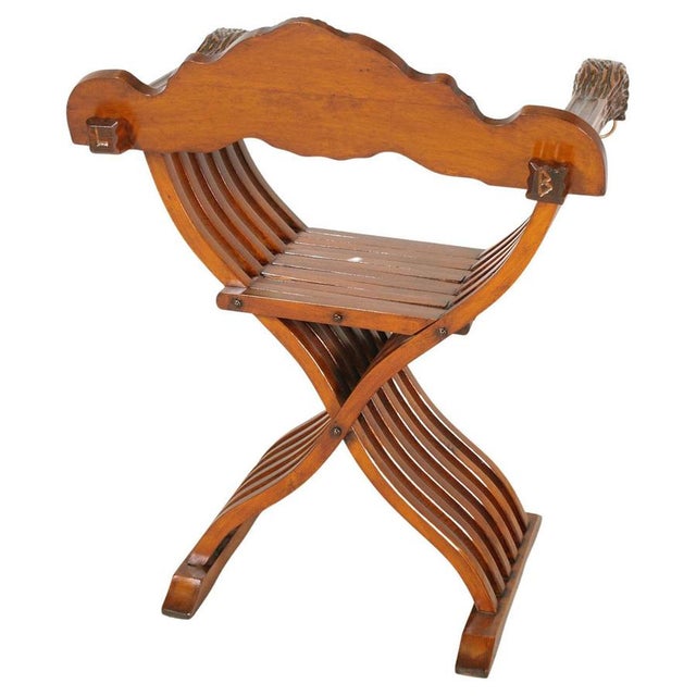 Carved Wooden Savonarola Chair, 1890s For Sale - Image 4 of 6