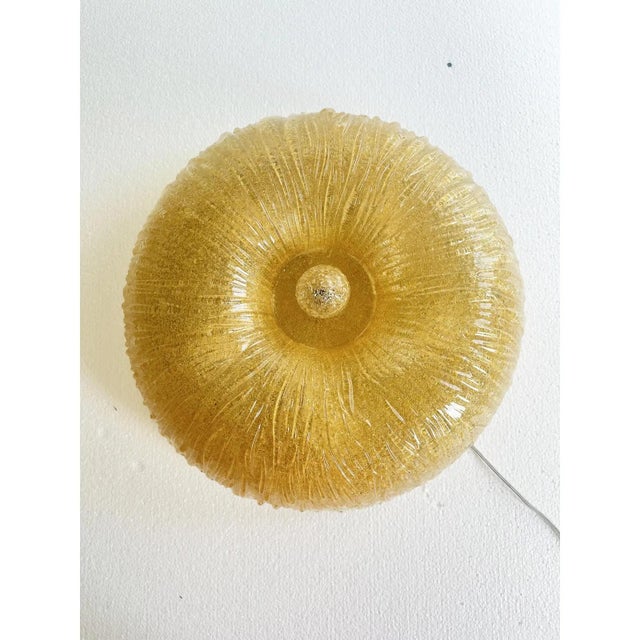 1990s Venetian Amber Graniglia Budino Murano Glass Flush Mount by Simoeng for Simoeng For Sale - Image 5 of 9