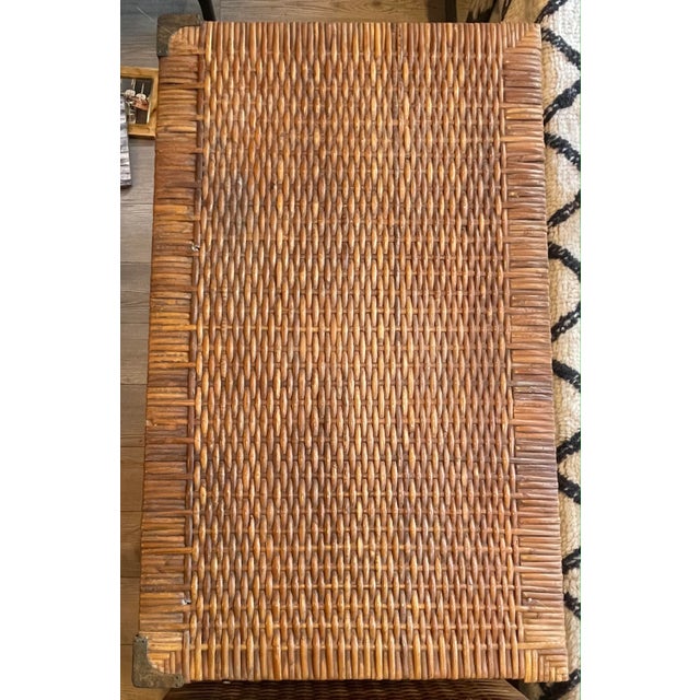 Mid 20th Century Vintage Rattan Nightstands/Shelving With Brass Corners - a Pair For Sale - Image 5 of 12