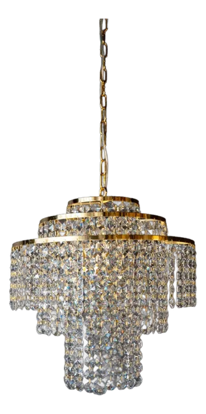 Tiered Crystal Luminaire in Hollywood Regency Style Mid-Century Revival