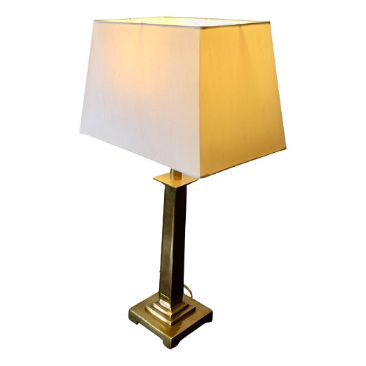 Brass Table Lamp with Central Column, 1970 For Sale
