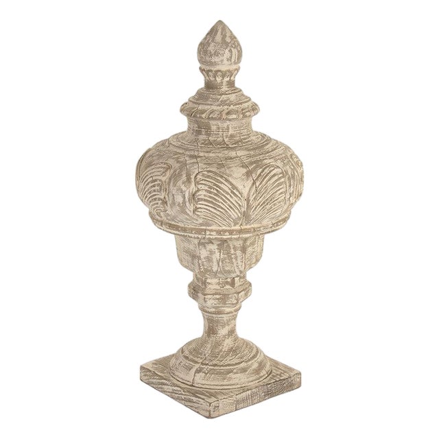 Victory Antique White Poplar Wood Urn For Sale