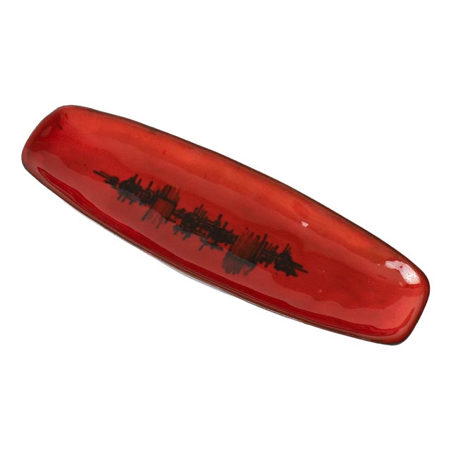 Modernist Handpainted Plate by F.Sanchez, 1960s For Sale