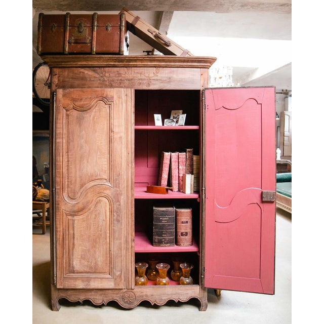 19th Century Antique French Louis XV Armoire For Sale - Image 9 of 11