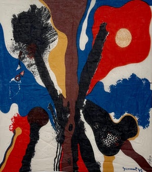 Josep Guinovart Bertrán, Bold Abstract Latin American Screenprint Scarf Textile Art Print Josep Guinovart
