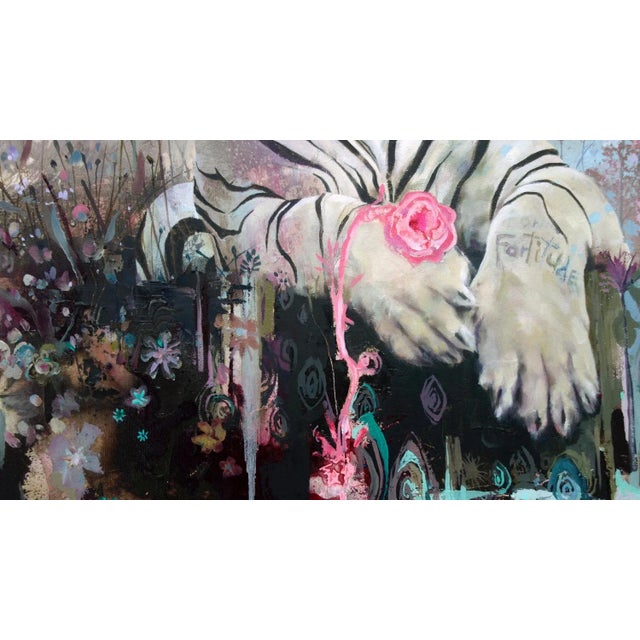 Mount Fortitude, Abstract Realism, Tiger with Bright Colors, Layered Texture, 2021 For Sale - Image 4 of 7