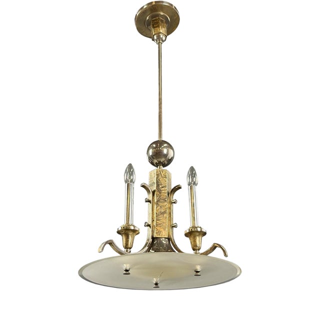 Art Deco Chrome Chandelier, 1930s For Sale