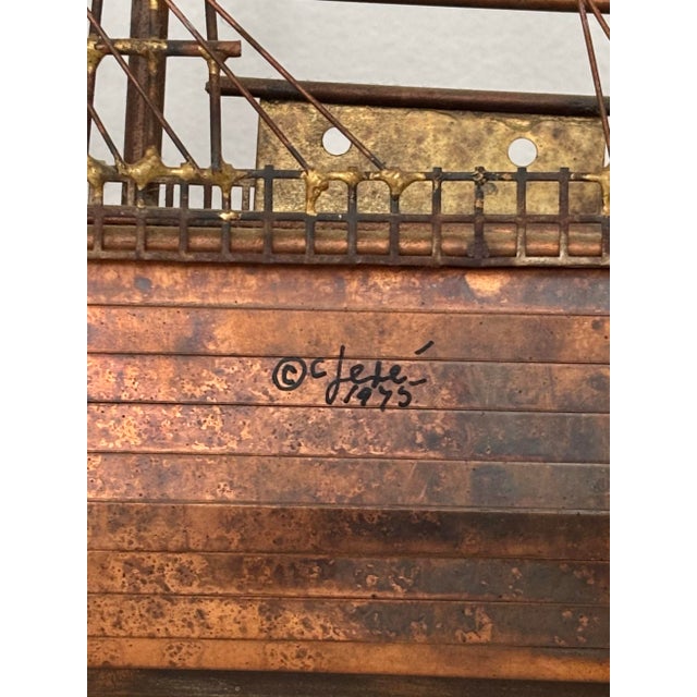 1970s Modern Copper Schooner Sailing Ship Wall Sculpture by Curtis Jeré For Sale - Image 6 of 11