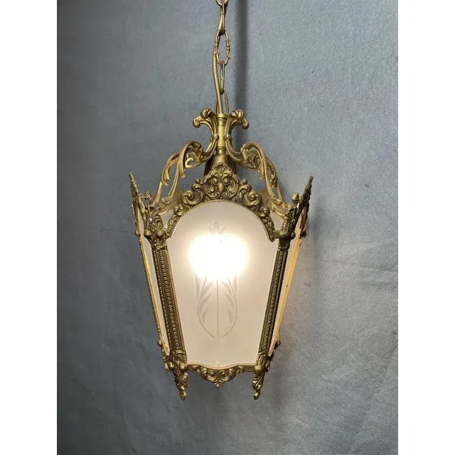 French Lantern in Brass and Glass For Sale - Image 6 of 6