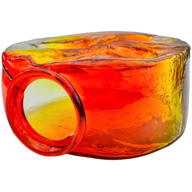 Orange Early 20th Century Handmade Fluorescent Americana Art-Glass Vase For Sale - Image 8 of 13