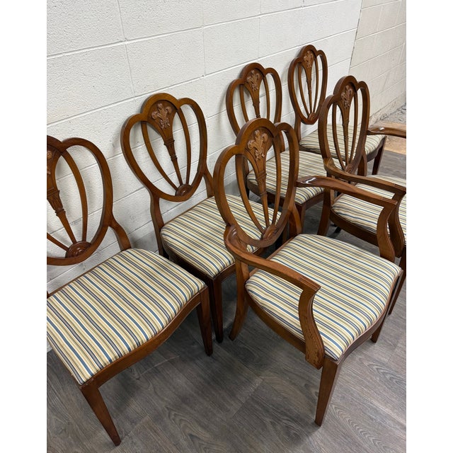 Vintage Hepplewhite or Georgian Style Shield Back Dining Chairs - Set of 6 For Sale - Image 4 of 13