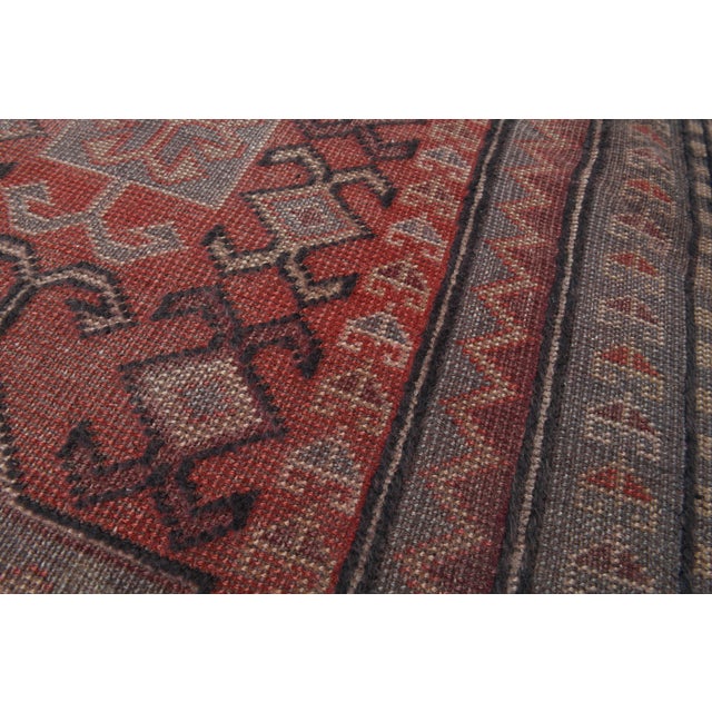 1970s Vintage Turkish Handmade Wool Cotton Red Runner Rug For Sale - Image 10 of 11