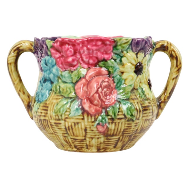 Art Nouveau Majolica Flowerpot Cachepot, France, 1890s For Sale - Image 17 of 17
