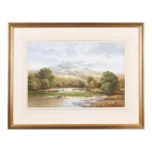 Wendy Reeves, Pastel of River Mountain in English Countryside by 20th Century British Artist, 1985 Circa