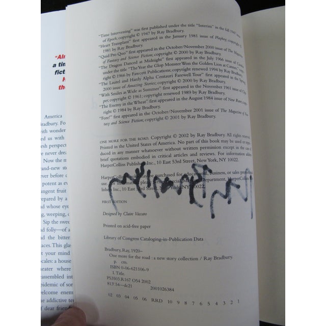 2000 - 2009 Ray Bradbury Signed First Edition 2002 Book One More for the Road New Story For Sale - Image 5 of 5