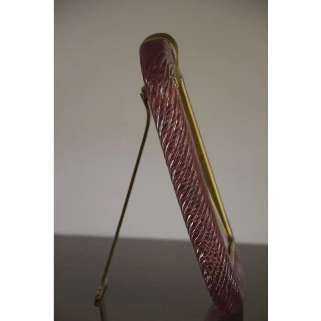 Pink Twisted Murano Glass and Brass Photo Frame from Barovier & Toso, 2000s For Sale - Image 13 of 18